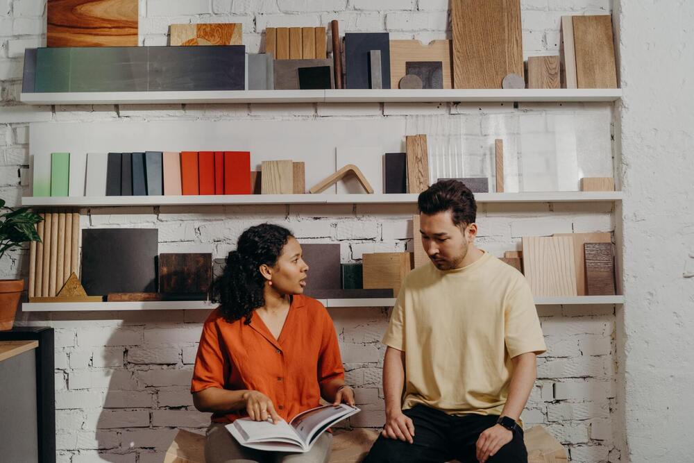 couple browsing home refurbishment goods