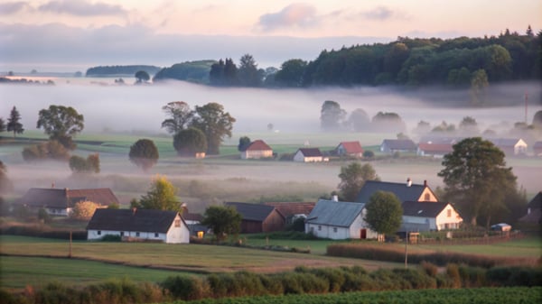 misty-sunrise-rural-village-with-houses-trees